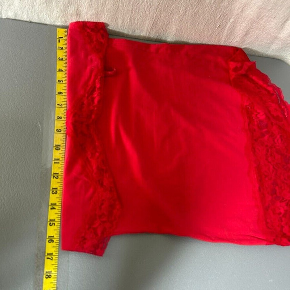 Modbe Womens Y2K Lace Trim Cami Size M Stretch Cherry Red Romantic Vampy Long - Picture 6 of 8